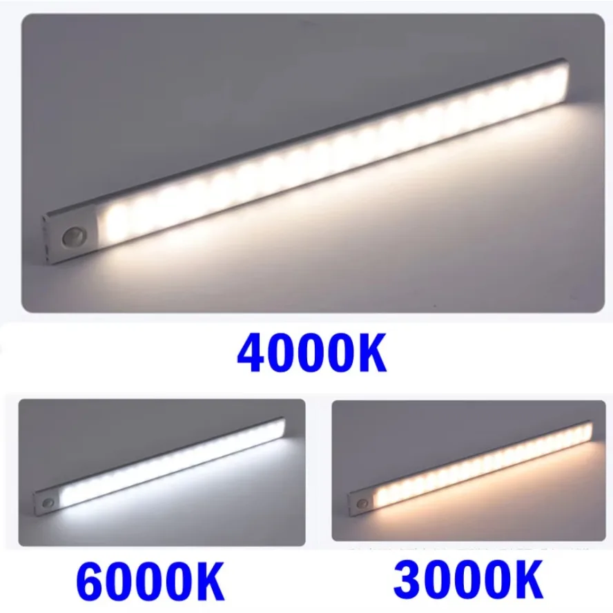 NEW Motion Sensor 3 Color Cabinet Light USB Sensor Dimmable Led Light for Kitchen Wardrobe Cabinet Lighting 10cm/20cm/40cm/60cm