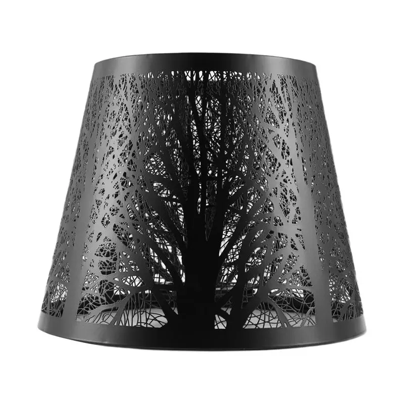 Small Lamp Shade, Metal Lampshade with Pattern of Trees for Table Chandelier Wall Lamp Black-A07G