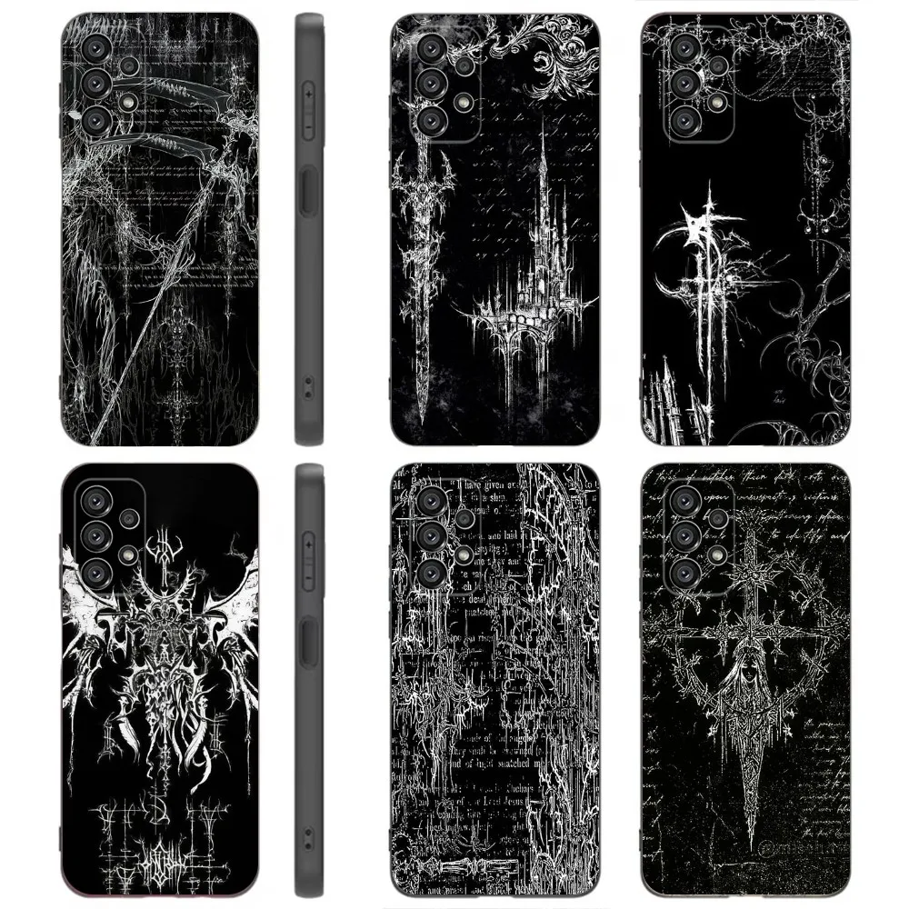 Cyber Sigil Cross Phone Case For Samsung Galaxy A91,A80,A73,A72 ,A71,A53A52,A32 ,A31A22,A21s,A20,Black Cover