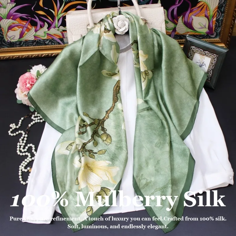 

Дизайнерский квадратный шарф из натурального шелка 110 см, 100% тутовый шелк, с ручной подгибкой края, элегантный принт, фулярд, женские шарфы, пончо, пашмина