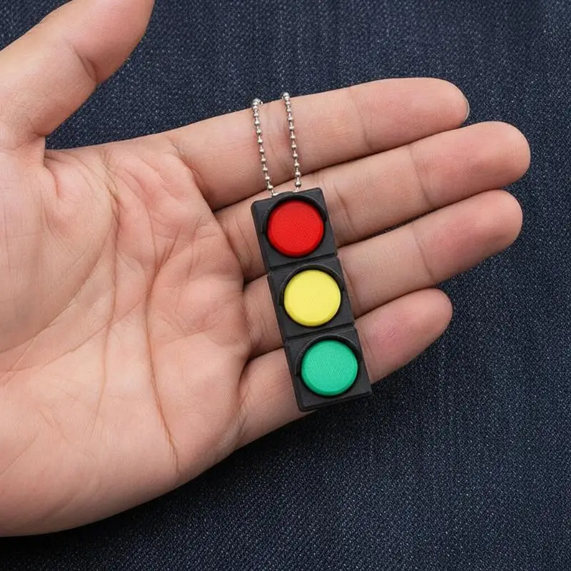 Traffic Light Clicker Stress Reliever Desktop Relax Figurine Press Type Ornament