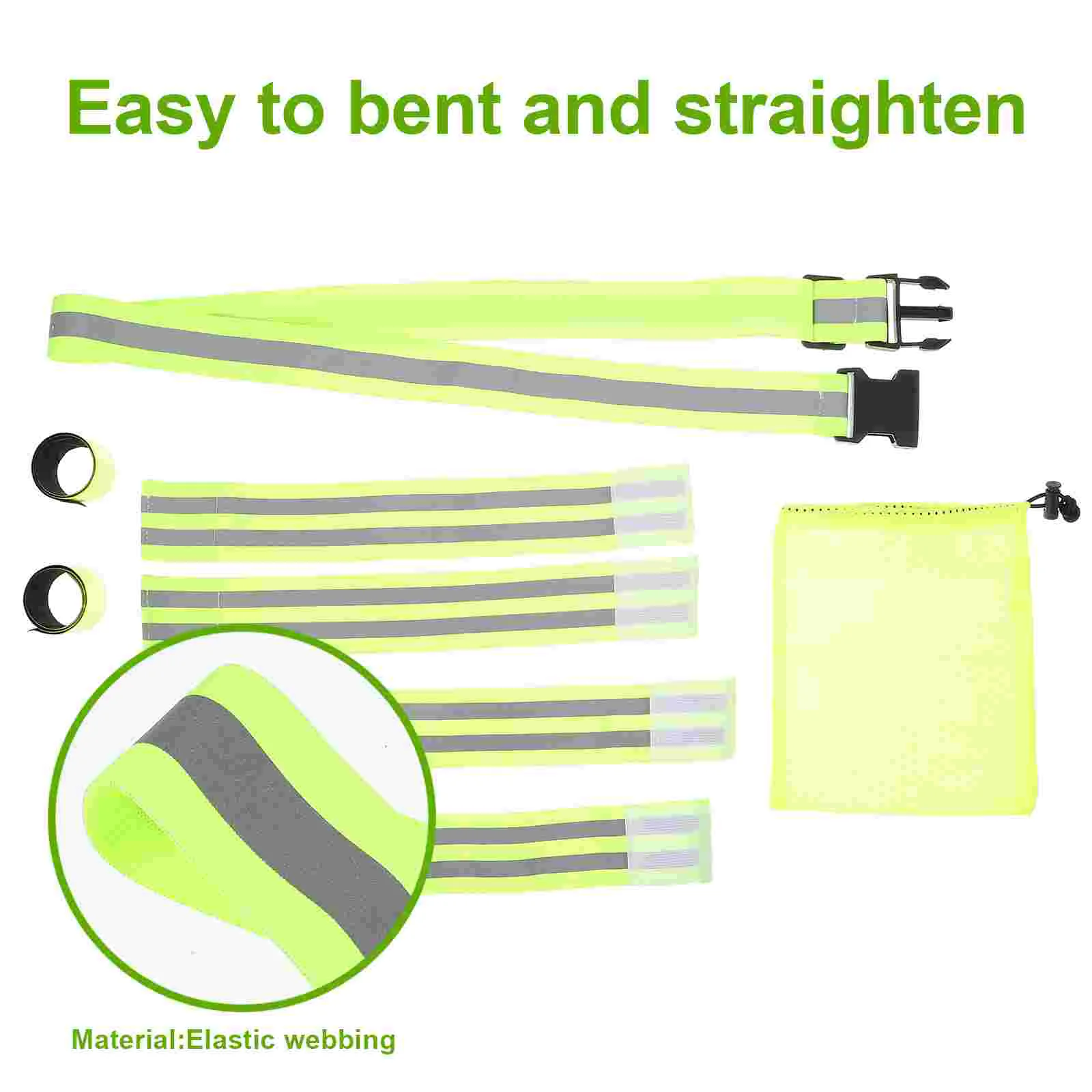 Green Reflective Tape Set High Visibility Band Strips for Clothing Night Riding LED Wrist Running Sports Suit Belt