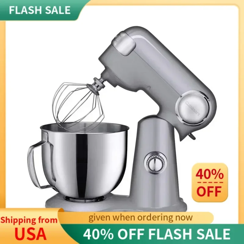 QWCuisinart Stand Mixer,12 Speeds,5.5-Quart Mixing Bowl,Chef's Whisk,Flat Mixing Paddle,Dough Hook& Splash Guard with Pour Spout