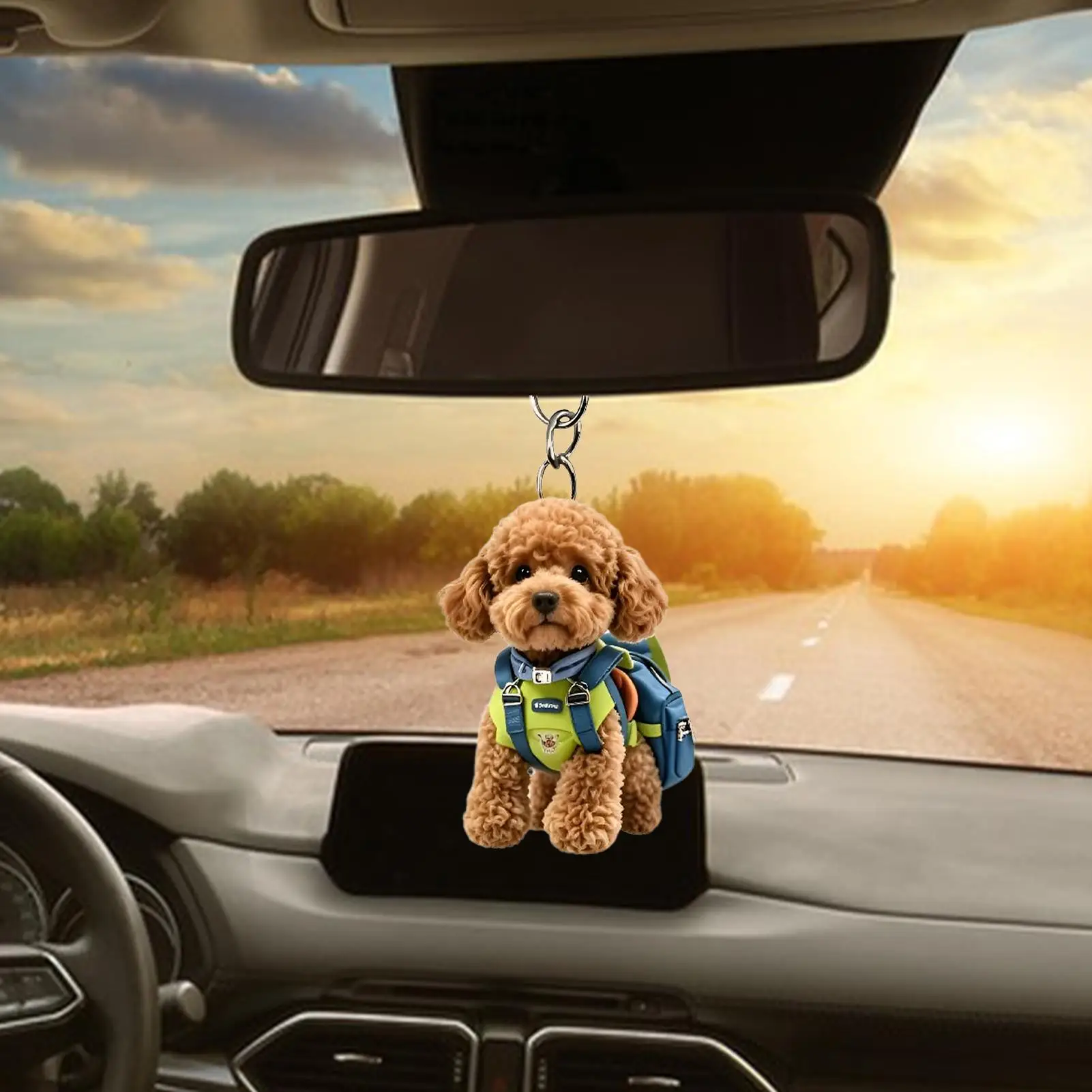 Puppy Keychain 2D Acrylic Detachable Cute Car Interior Pendant Animal Bag Charm for Men Women Kids Student Family Friend Tote