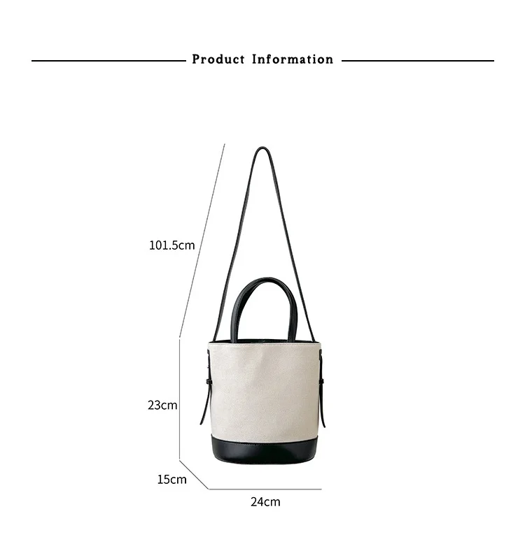 Korea Canvas stitching Ladies Round Bucket Bag Luxury Women Handbag Brand Designer female Shoulder Crossbody Bag lady tote bag