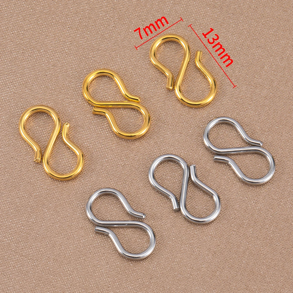 20pcs 13x6mm Stainless Steel S-shaped Buckle Connector for Jewelry Making Braid Bracelet Necklace Hook Accessaries Wholesale
