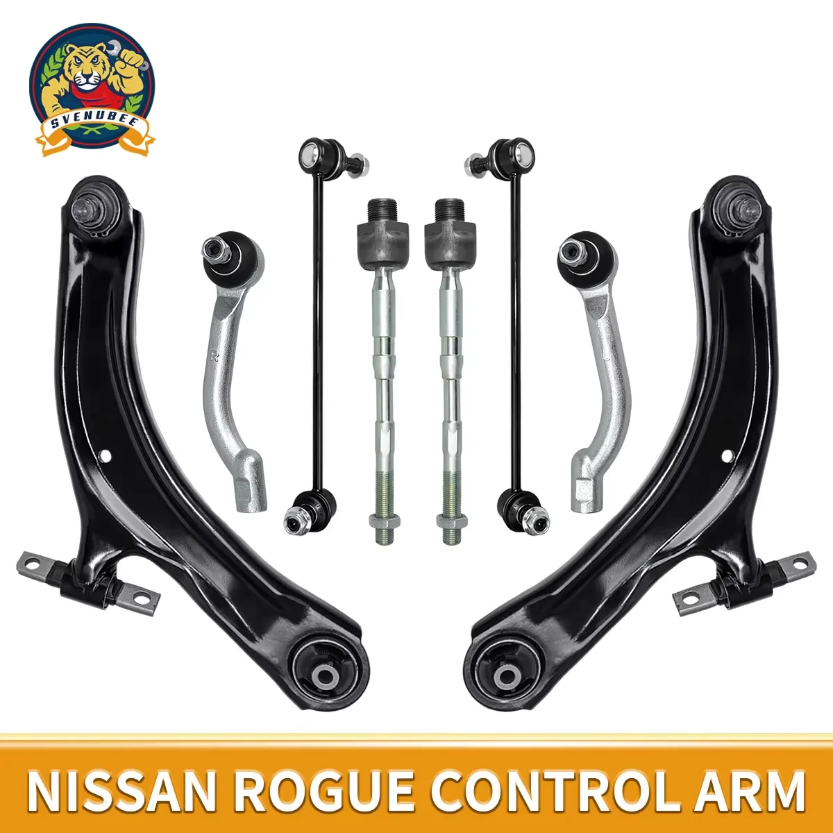 Svenubee 8Pcs Front Lower Control Arms Tie Rod End Kits Set for Nissan Rogue Select 2008 2009 2010 2011 2012 2013 2014 2015