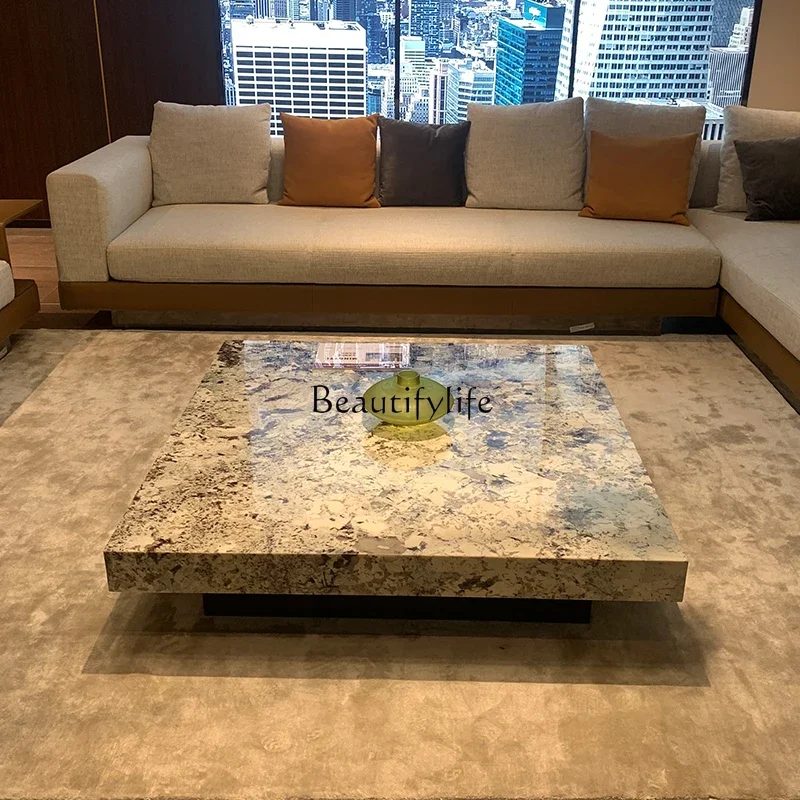 Italian minimalist marble coffee table household living room luxury stone square tea table