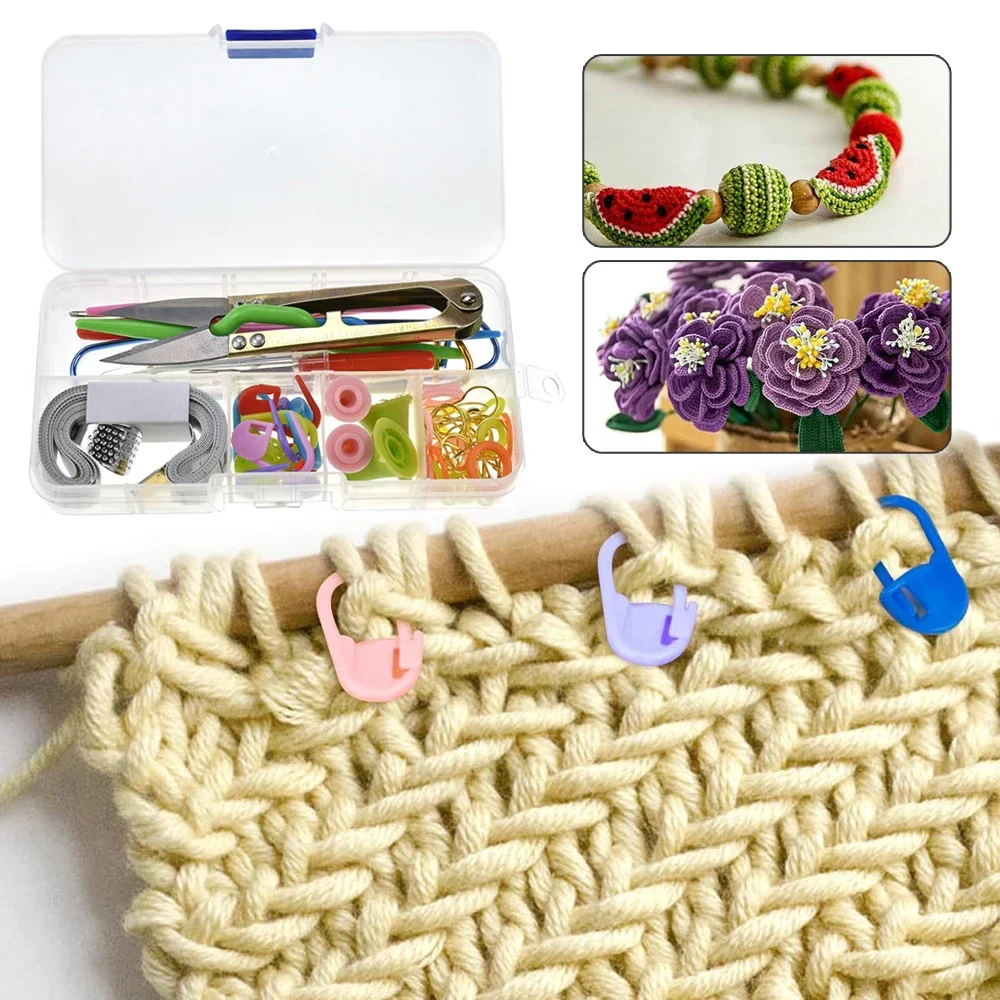 

1Set DIY Sewing Tools Accessories Random Color Hand Knitting Kit Crochet Tool Mark Buckle Scissors Twists Needle Suit