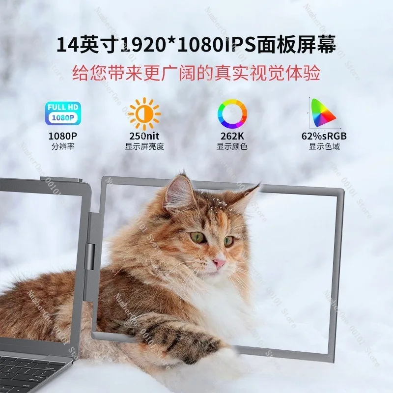 Dual Screen 14 Inch Portable Monitor for Laptop External Extended Display IPS FHD 1080P USB C HDMI Travel Second Screen with