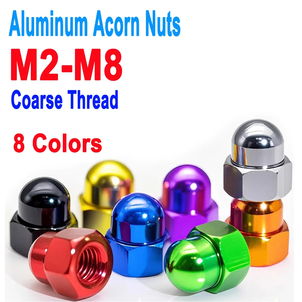 M2 M2.5 M3 M4 M5 M6 M8 Coarse Thread Aluminum Alloy Acorn Nuts Colourful RC Car Accessories Motor Parts