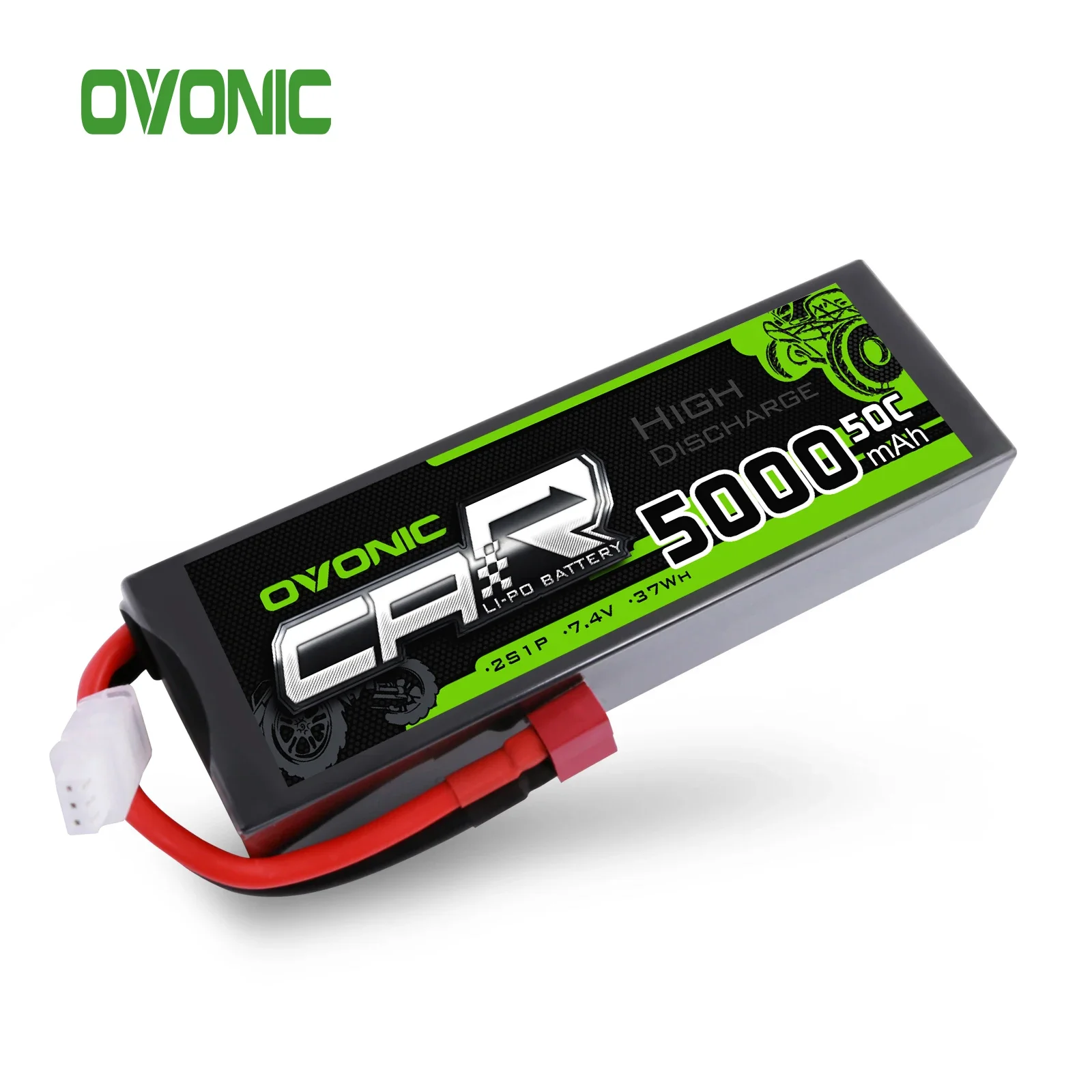 Ovonic 5000mAh Lipo 2S แบตเตอรี่แพ็ค50C T deans ปลั๊ก7.4V สำหรับ arrma 1/8 1/10 mobil RC emaxx Traxxas Slash HPI Boat Heli