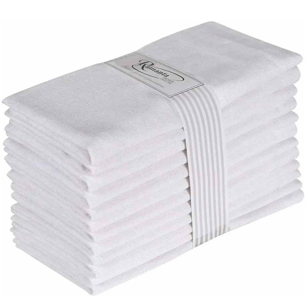 Home White Polyester Cloth Napkins Set of 12-18x18 Inches