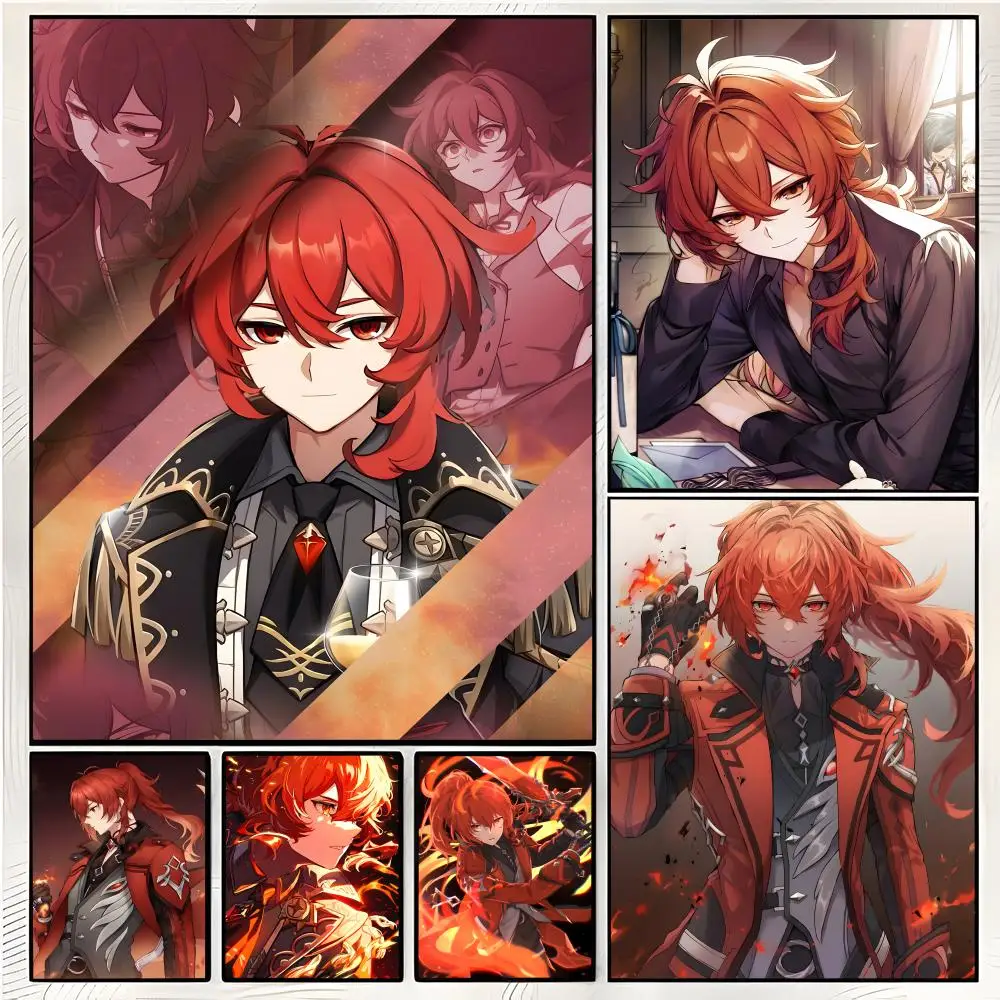 rpg game character G-Genshin Impact Diluc Poster Superior Home Space Pub Indoor Decorative Art & Home Decor