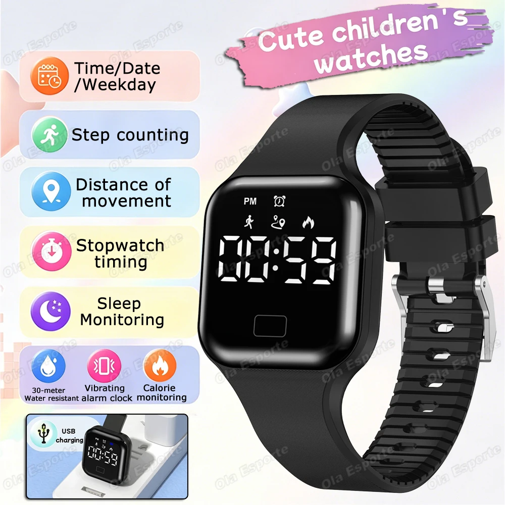 New Children's Smart Watch Student Step Counting Sports Calendar Alarm Clock Sleep Monitoring Waterproof Electronic Watch Ht30