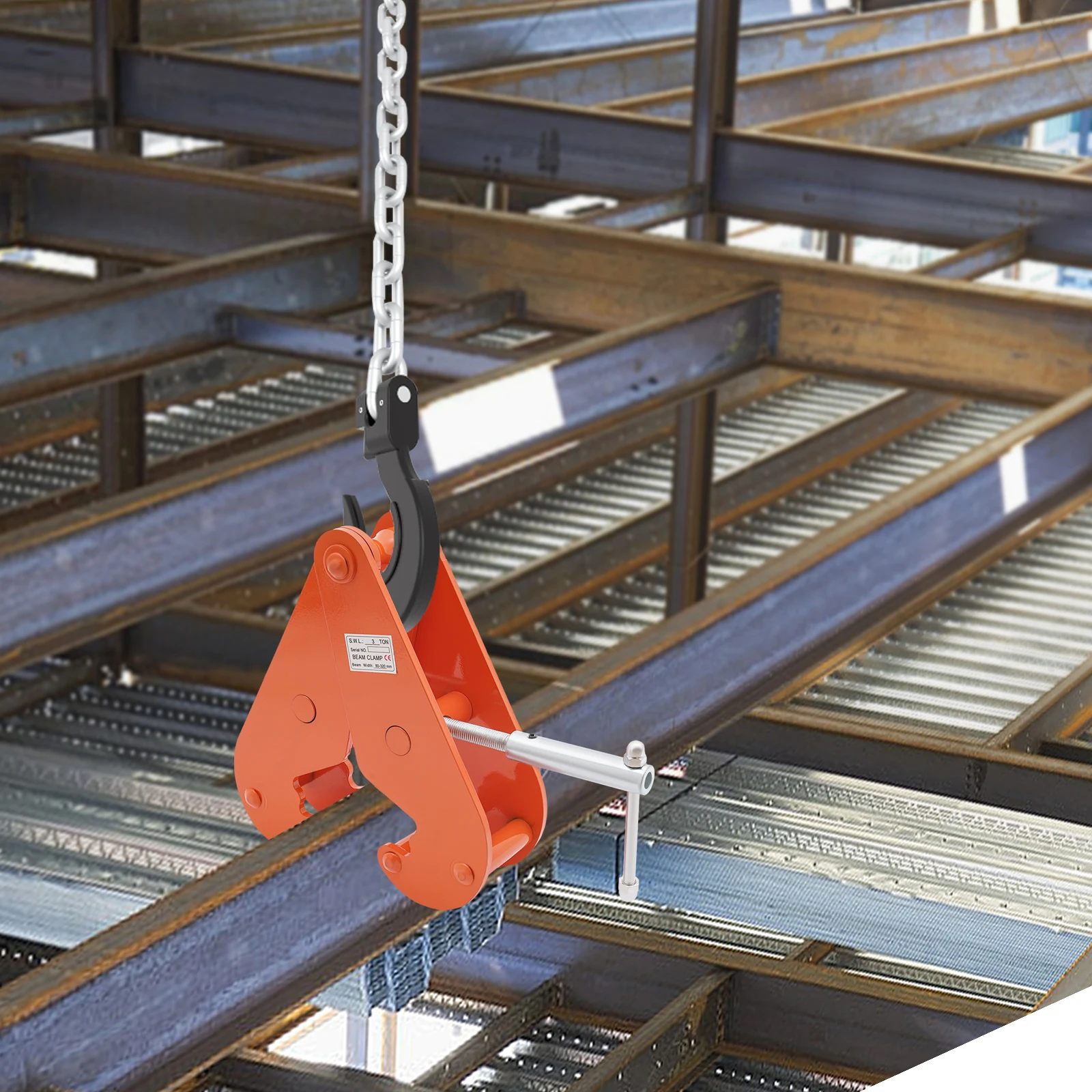 الكربون الصلب رفع المشبك 6613.87LBS قوة الشد 3.15-12.6IN فتح المغزل الأخدود لمستودع موقع البناء