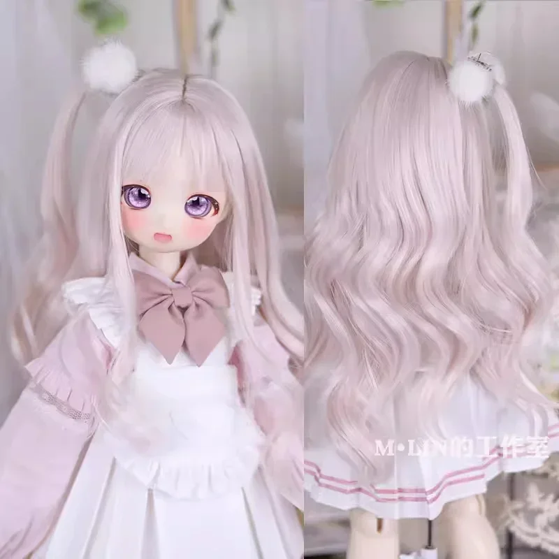 1/3 BJD Doll Long Curly Hair Wig With Straight Bang Hair Clip  For 1/3 Doll DD MDD Wigs Ponytail Hair Accessories