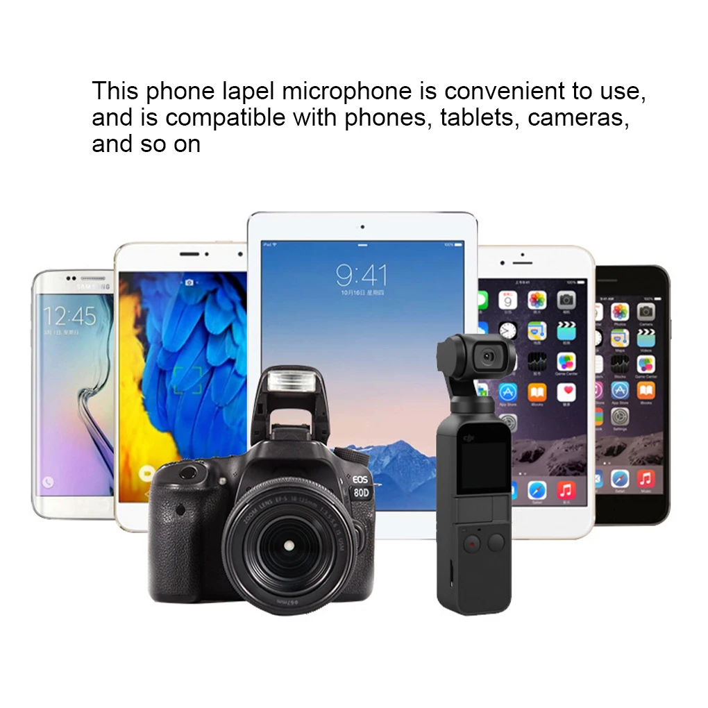 Microphone Mobile Phone Omnidirectional Lapel Microphone Live Streaming Online Chat Mic, Upgraded, Replacement for iOS