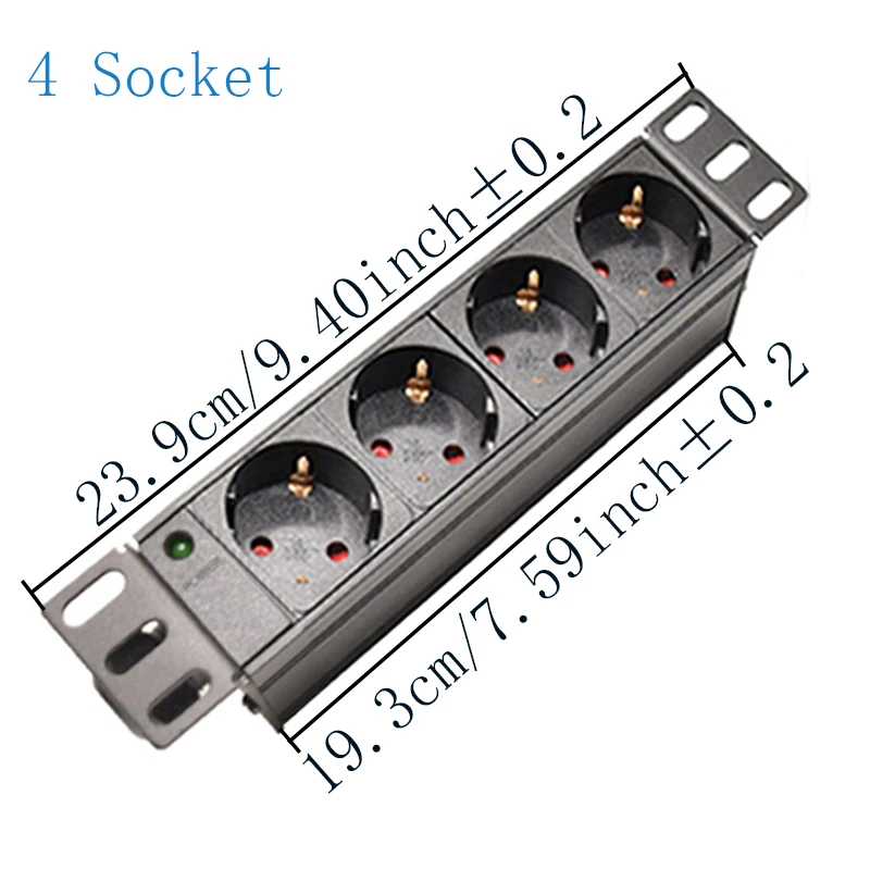 Eu Power Strip Aluminium Legering Shell 2/4/6/8 Unit Duitse Outlets 2M Verlengsnoer Geen Schakelaar hoge Kwaliteit Home Office Socket