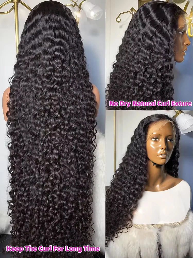 13x6 Deep Curly Wave Wigs 180% Full Lace Front Human Hair 26 30 Inches 13x4 Transparent Lace Frontal Wig Brazilian Remy Hair