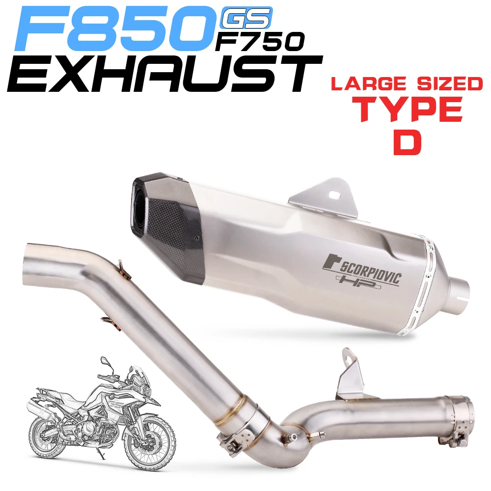 For F750GS F850GS 2018 2019 2020 Exhaust Mid Link Pipe Connector Tube Rear Muffler Tip 540mm Slip On Modified Motorcycle