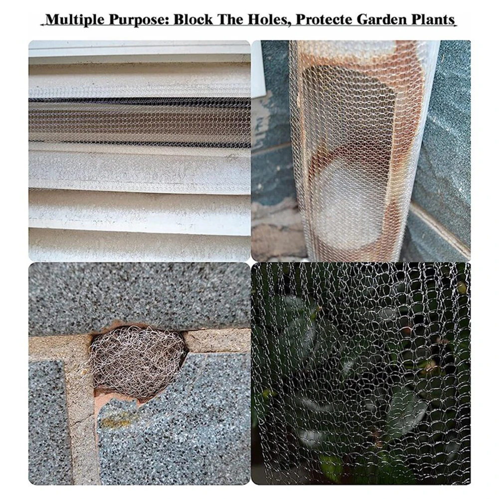 

3/6/9/12/15M Metal Mesh Wire Mesh Pest Protection Mesh Stainless Steel Mesh Tight Mesh Wire Mesh Garden Netting for Hole Filler