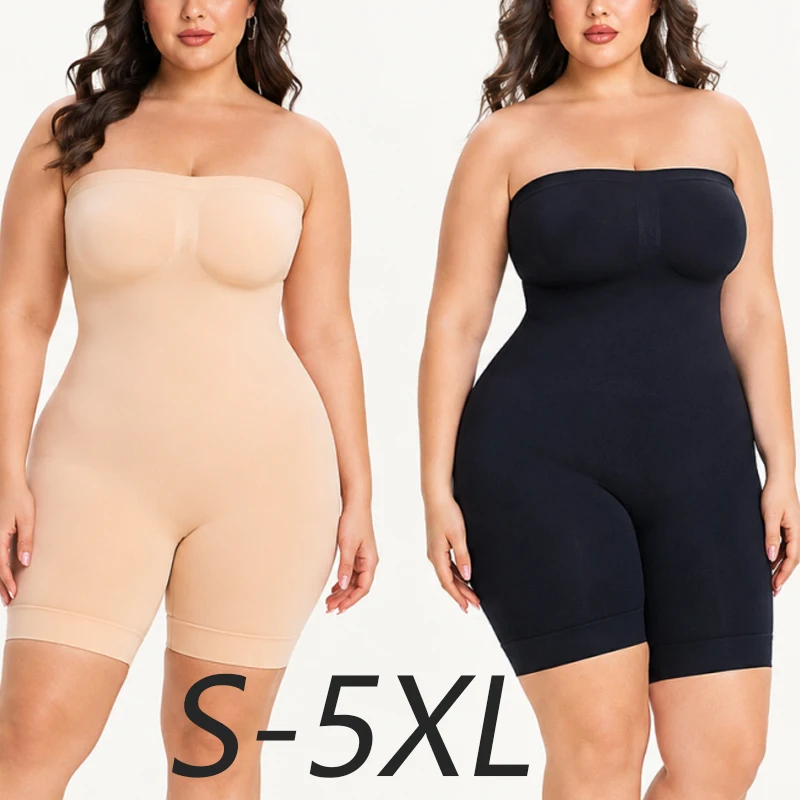 1pcs Women Traceless Bodysuit Strapless Shapewear Female Tummy Control Full Body Shaper Anti Chafing Short Butt Lifter Yoga Wear