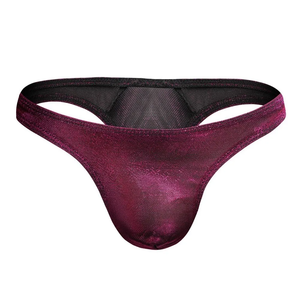 Men Shiny Briefs Underwear Bulge Pouch Low Waist Bikini Solid Underpants Panties Jockstraps Gay Panties Swimming Male Pantie