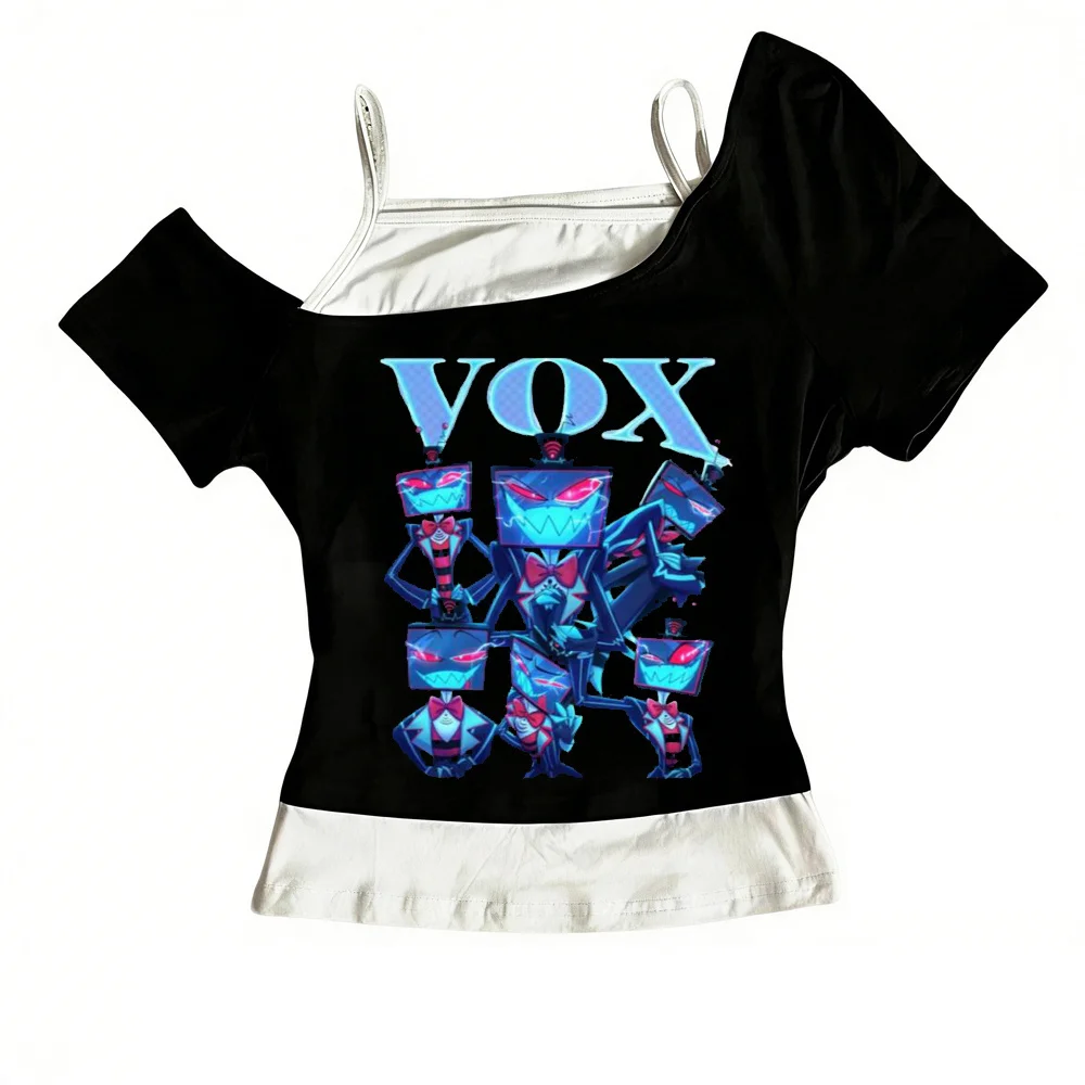 Vox Hazbin Hotel t shirt girl Digital harajuku  80s Classic shirt Colorful Punk kawaii Graphic