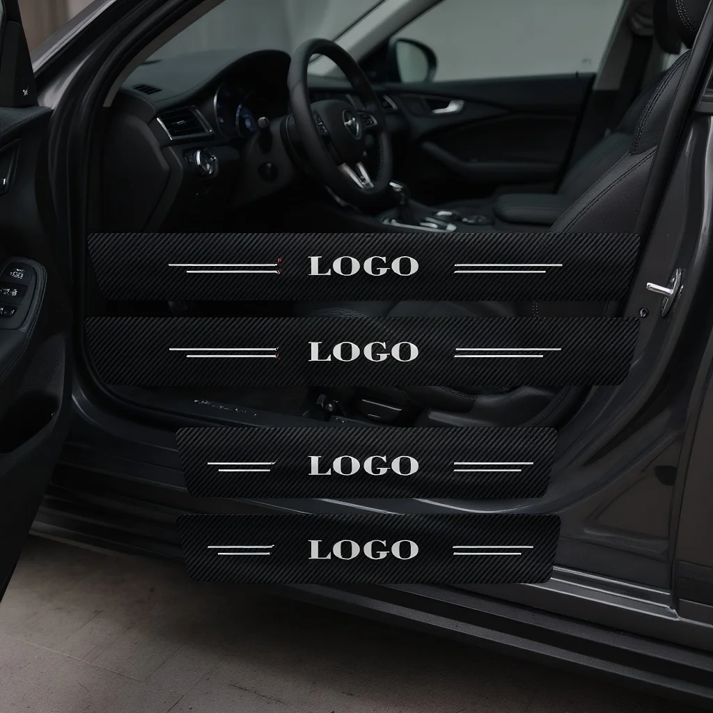 

4PCS for Yaris Avensis Auris Camry C- Ambient Light Car Accessories for Interior Logo Carbon Auto Door Sill Steering Scuff Plate