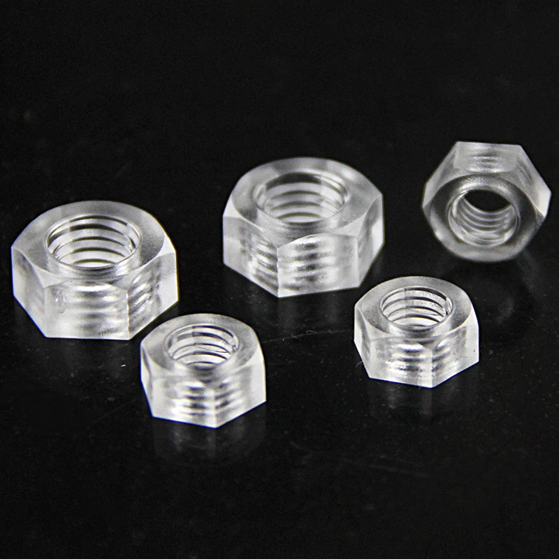 20/50/100pcs M2 M2.5 M3 M4 M5 M6 M8 PC Transparent Plastic Hex Nut Insulated Acrylic Nylon Hexagon Nuts