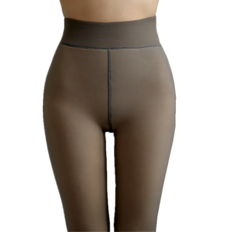 Leggings térmicas femininas sexy carne falsa e lã integrada quente pura leggings fino inverno quente grosso meia-calça