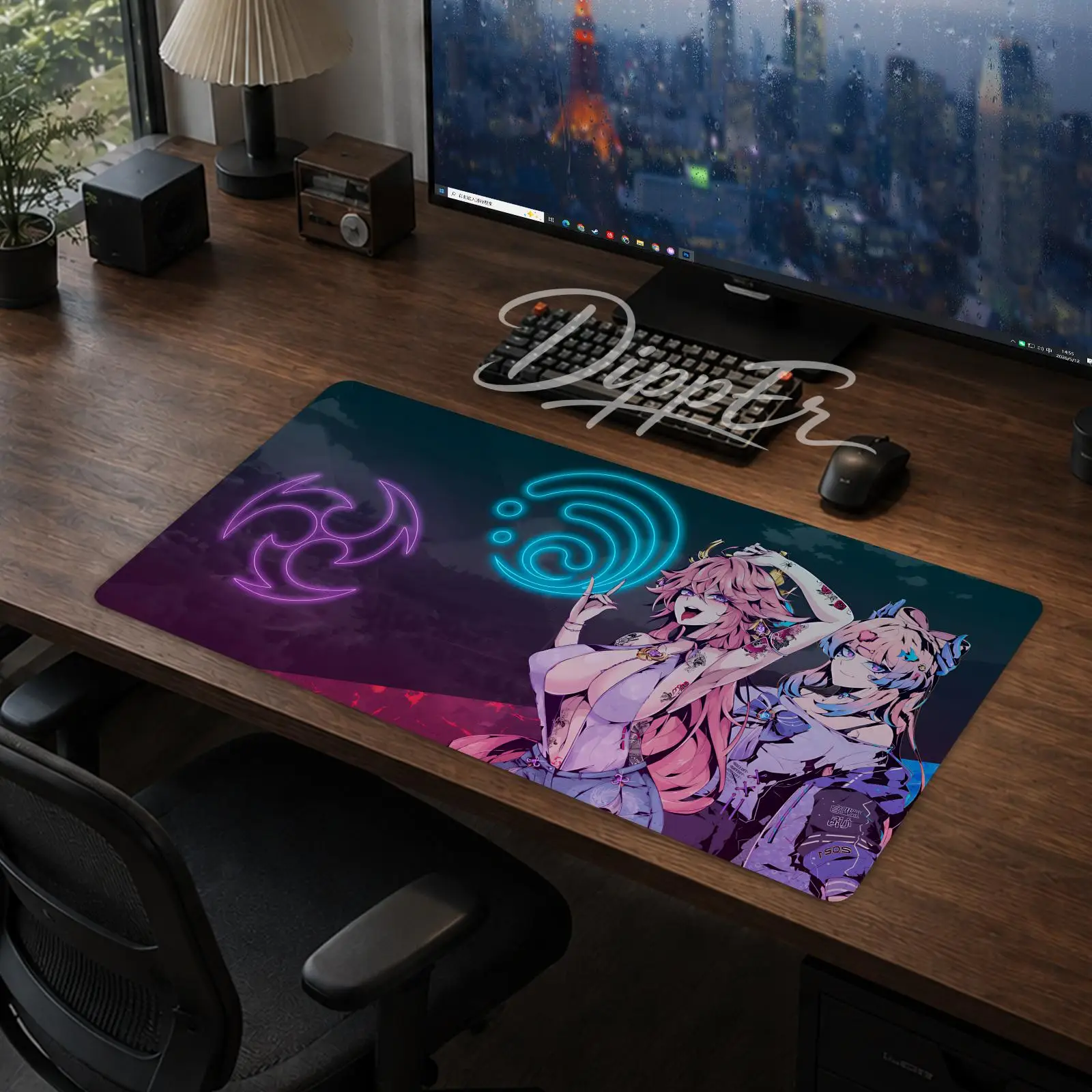 A-Genshin Anime Girl Mouse Pad Office Large Desk Mat Gaming Mousepad Rubber Bottom Non-Slip Cushion 900X400
