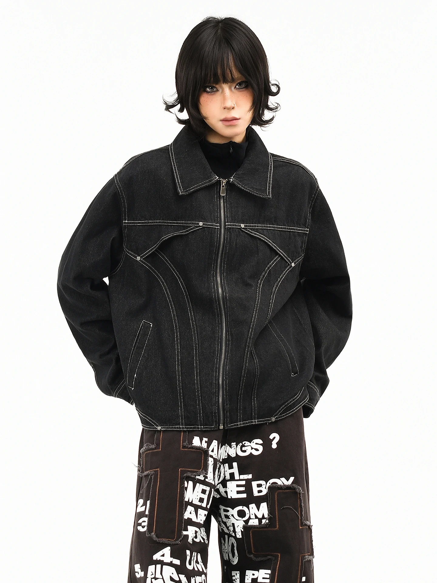 

Оригинальная американская джинсовая куртка OV с эффектом потертости, свободного кроя, с декоративной строчкой, короткое пальто, мужская модная весенняя модель