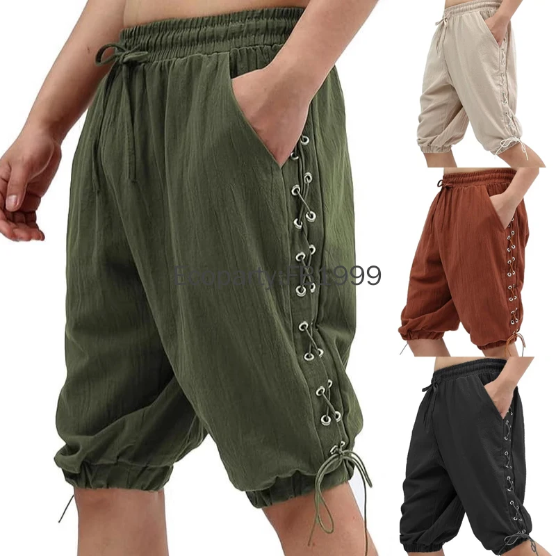 

Новые мужские шорты пирата, средневековый Ренессанс, винтажные костюмы на шнуровке викингов-навигатора, костюм для вечеринки на Хэллоуин, брюки