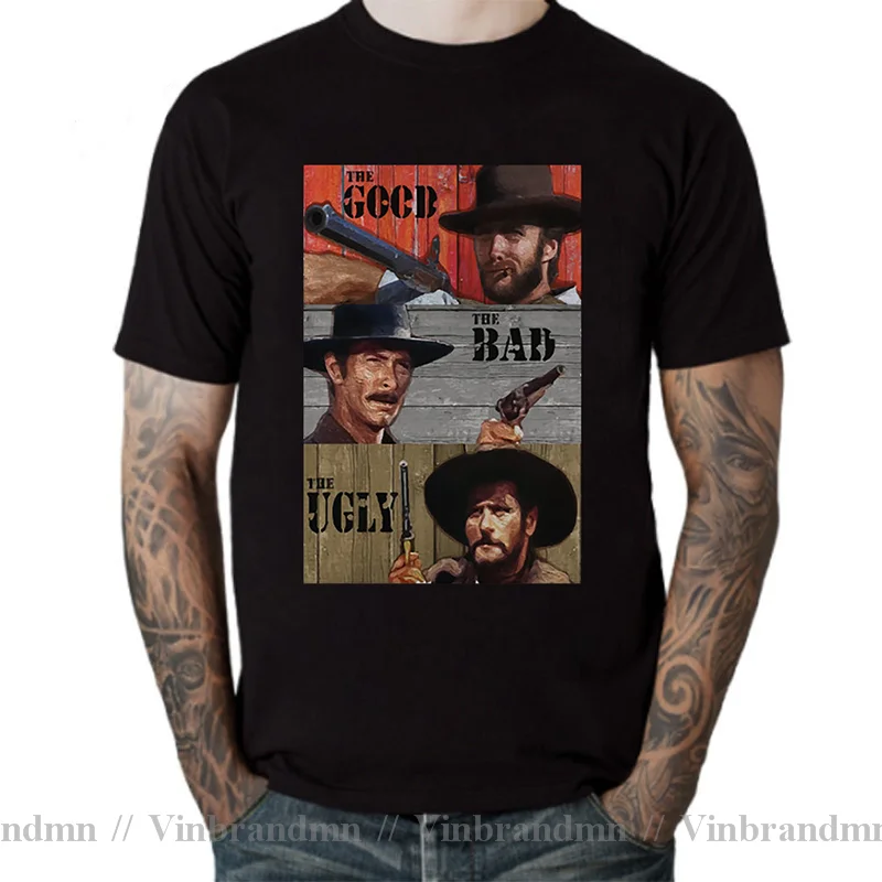 Novelty Clint Eastwood The Good The Bad The Ugly T-shirt Spaghetti Western Movie Cowboys Guns Blondie Angel Eyes Tuco Class Tees