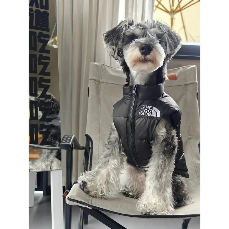 Black Warm Down Vest for Dogs, Big Puppy Jacket, Teddy Schnauzer, Pomeri Corgi Pet, Autumn and Winter