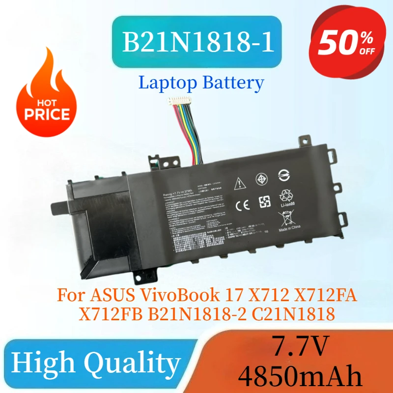 Nuovo B21N1818 C21N1818 7.7V 4850mAh Batteria del computer portatile per ASUS VivoBook 17 X712 X712FA X712FB B21N1818-1 B21N18-2 B21N18-3