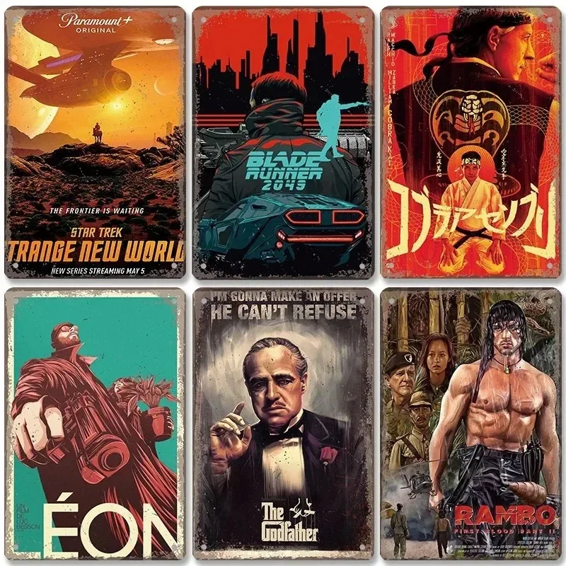 Poster Film Klasik Logam Vintage, Dekorasi Tanda Retro TV Film, Plat Timah Logam untuk Dekorasi Dinding Ruang Tamu Rumah untuk Bioskop