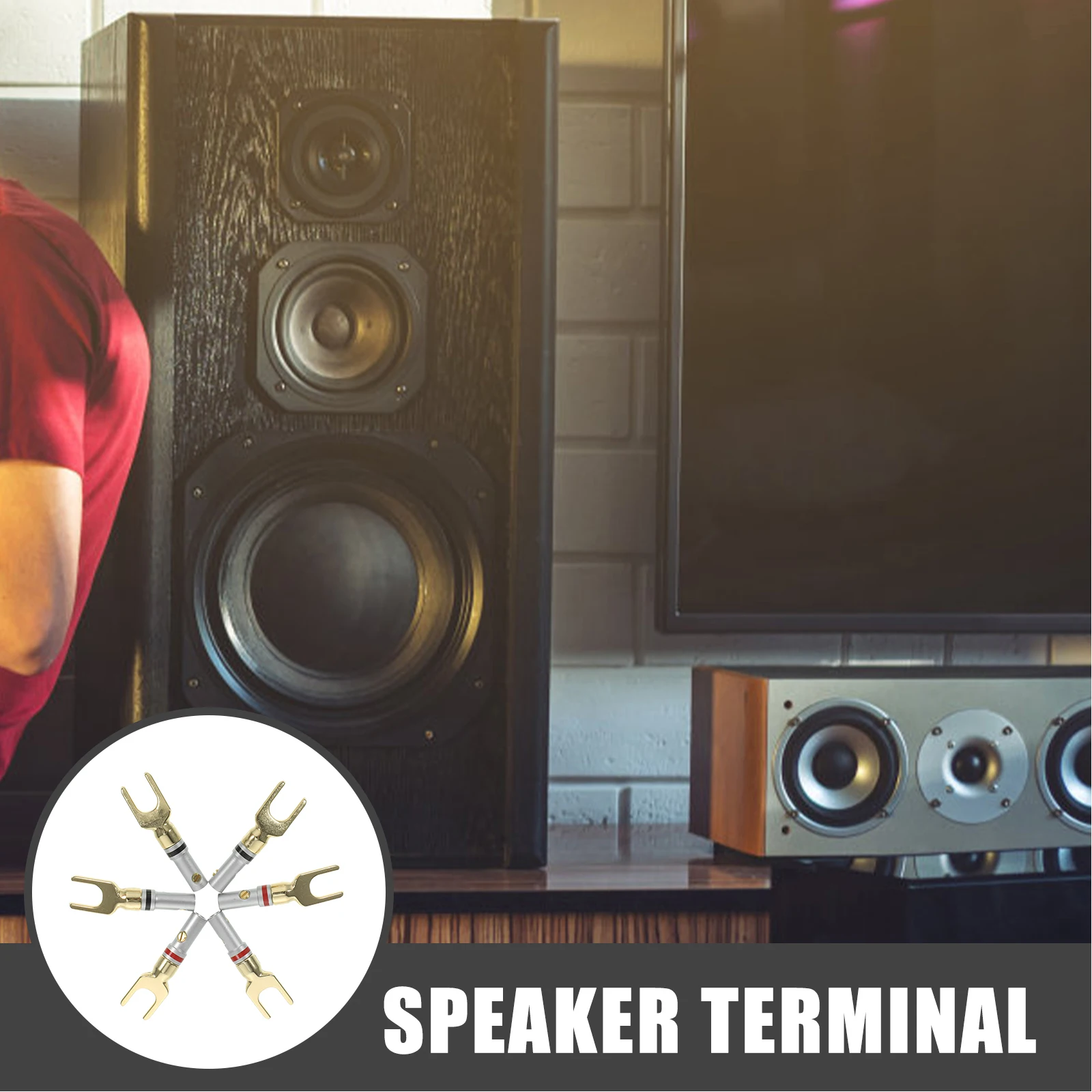 

6pcs Speaker Cables Connector High Fidelity Audio Banana Plugs Aluminum Speaker Y Shaped Plug Post Spade Cable