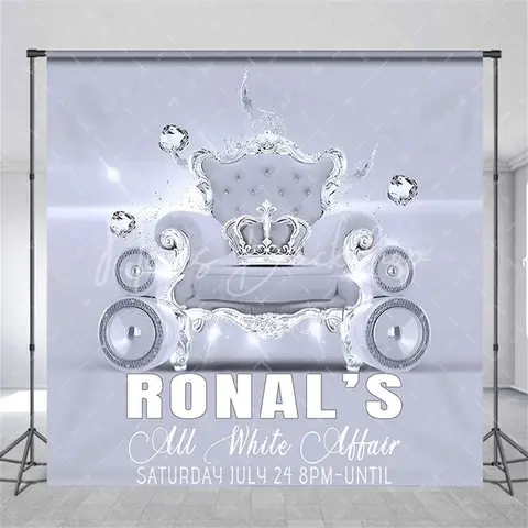 White Sofa Crown Backdrop for Birthday Party, Custom Royal King Prince Throne Photography Studio Background Prop
