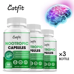 Catfit Nootropic Brian Care Capsules Boosts Focus Memory Clarity Vitamina Diet Supplement Vitamin B6 B12 L-Tyrosine for Children