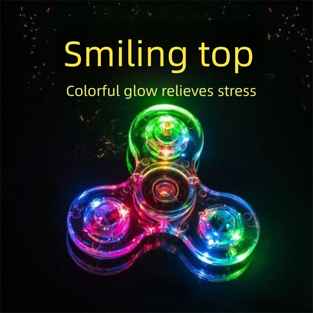 Crystal Luminous Fingertip Gyroscope LED Light Clover Beaming Hand Spinner Interesting Educational Electric Fingertip Toy Office