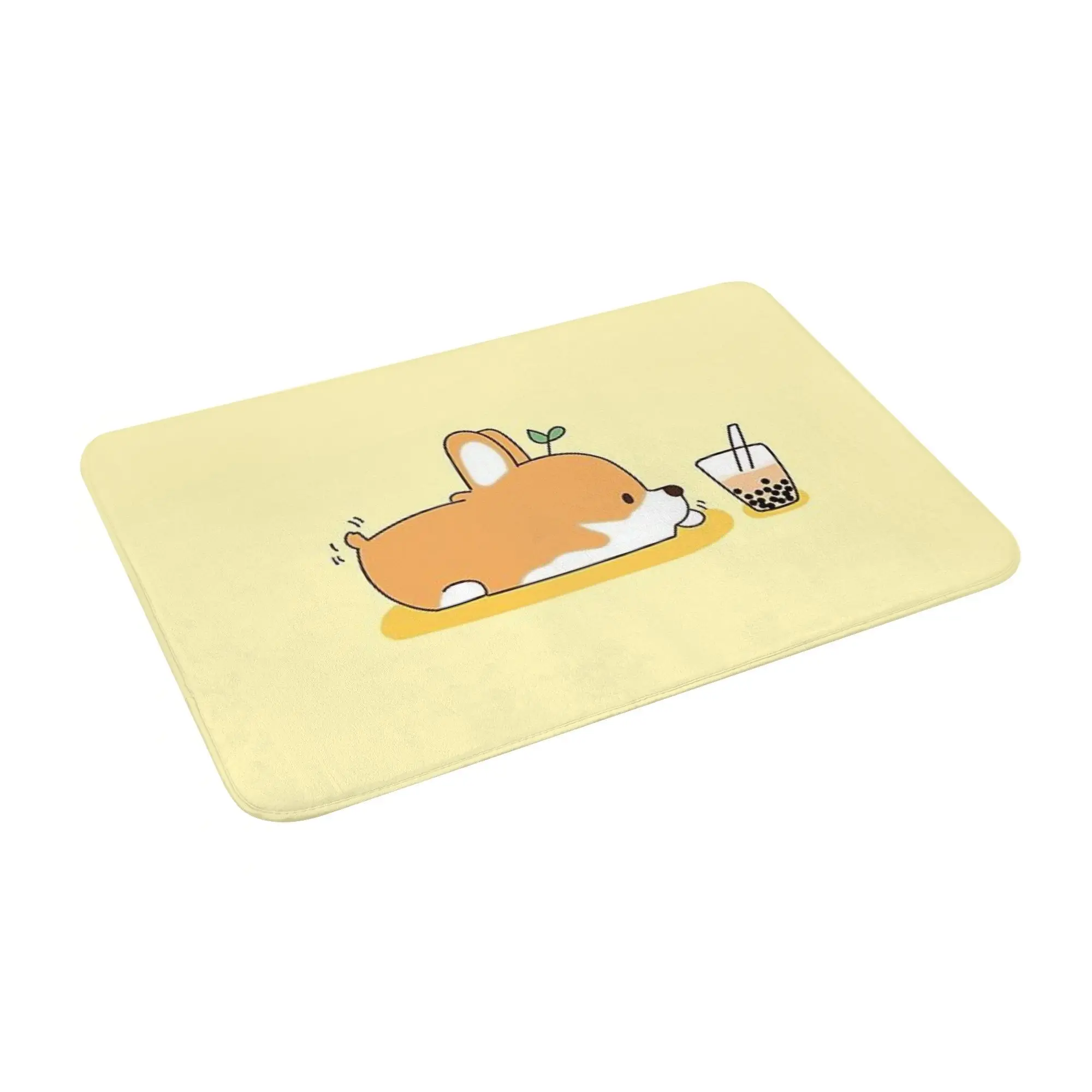 Felpudo antideslizante de Corgi y Bubble Tea, alfombra a prueba de polvo para entrada de cocina, alfombrillas para el hogar y el dormitorio