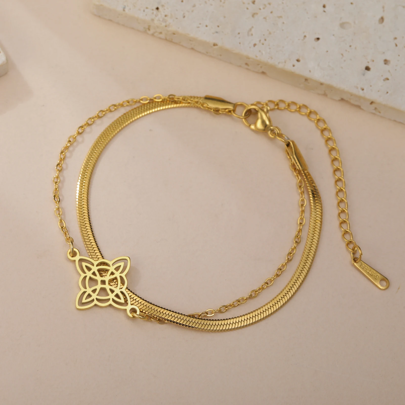 Trendy Irish Witch Knot Bracelet Stainless Steel Women's Retro Love Charm Couple Bracelet Lucky Jewelry Gift