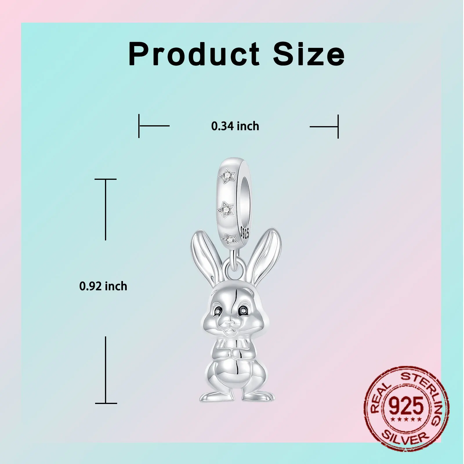 925 Sterling Silver Hypoallergenic Cute Bunny Rabbit Pendant Charm Easter Bead Fit Bracelets Adorable Jewelry Gift for Women