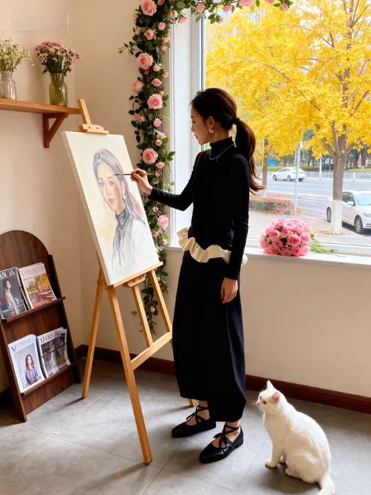 

Chic Early Autumn Korean Sle High Waist Long Pants Faion Set Ele Aosphere Absolutely Beautiful Mature Lady Suite