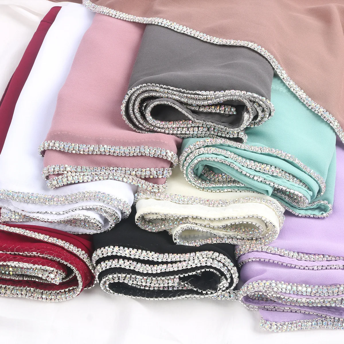 

Шифоновые хиджабы, женские шаль со стразами, Ид, мусульманский марокканский хиджаб Рамадана, этническая повязка на голову, тюрбан, женский молитвенный платок, головной платок