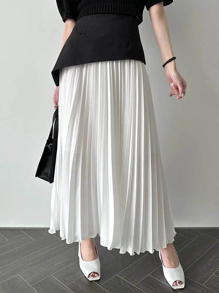 Gonna da donna a vita alta asimmetrica color blo Design Autunno Faion Chic Gonna a pieghe a trapezio Versatile Sli