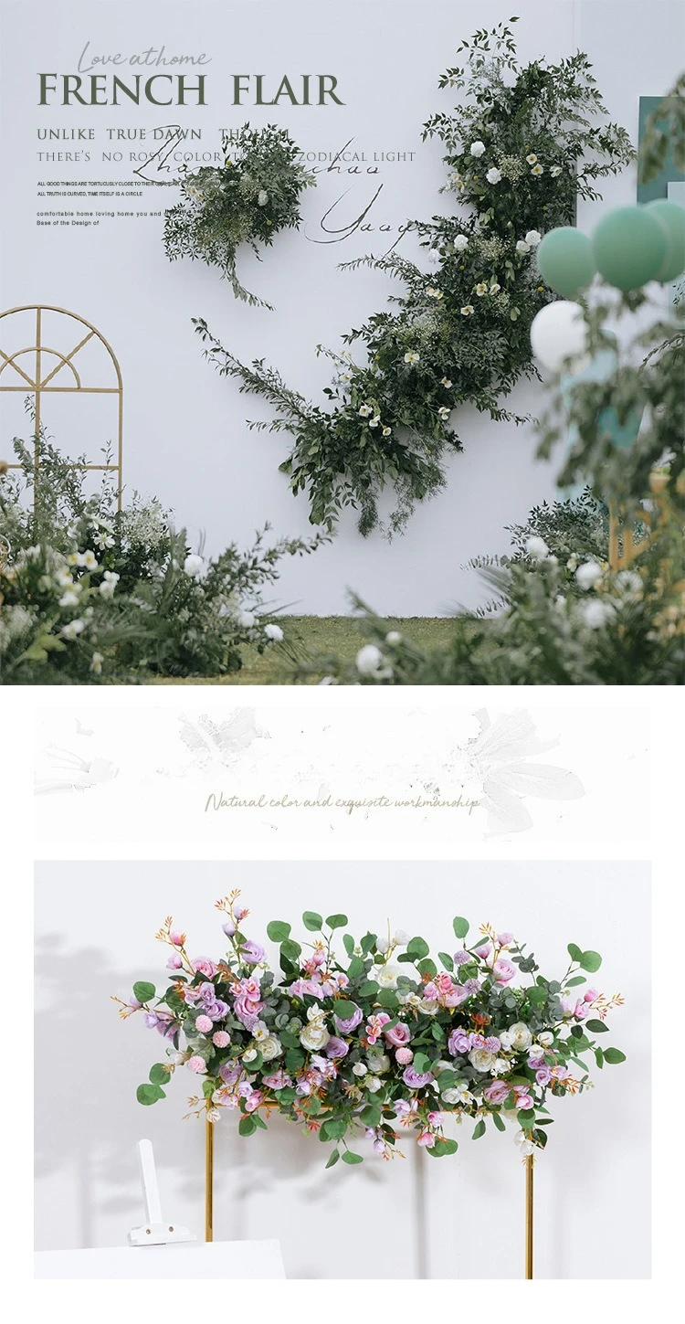 2M Künstliche Rosenblumenreihe, Seidenblumen-Läufer für Hochzeits-Hintergrund, Bühnen- und Schaufensterdekoration, Event-Dekor, Großhandel – Detail 1